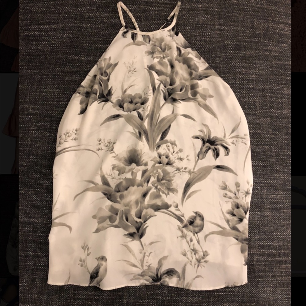 Loft floral bird chiffon halter top